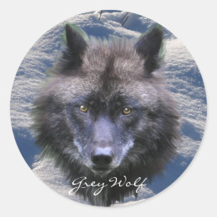 GREY WOLF HEAD & SNOW Wildlife Supporter Stickers