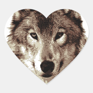 Grey Wolf Heart Sticker