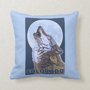 Grey Wolf HowlingColorado Cushion
