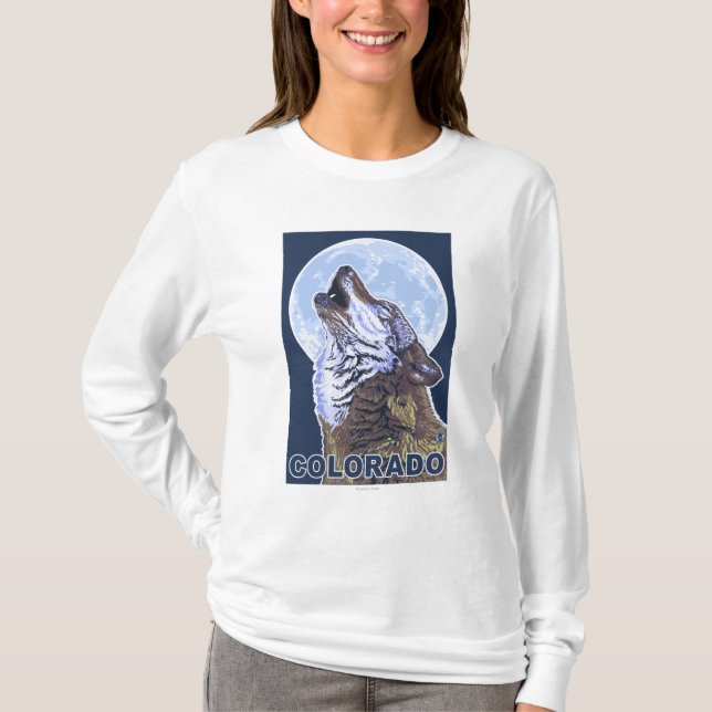 Grey Wolf HowlingColorado T-Shirt (Front)