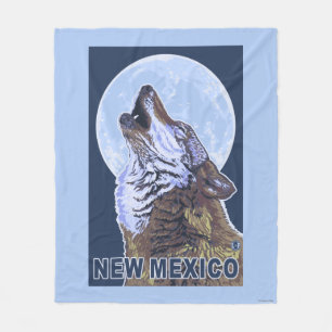 Grey Wolf HowlingNew Mexico Fleece Blanket