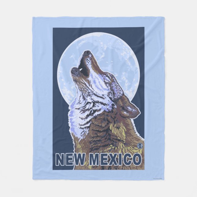 Grey Wolf HowlingNew Mexico Fleece Blanket (Front)