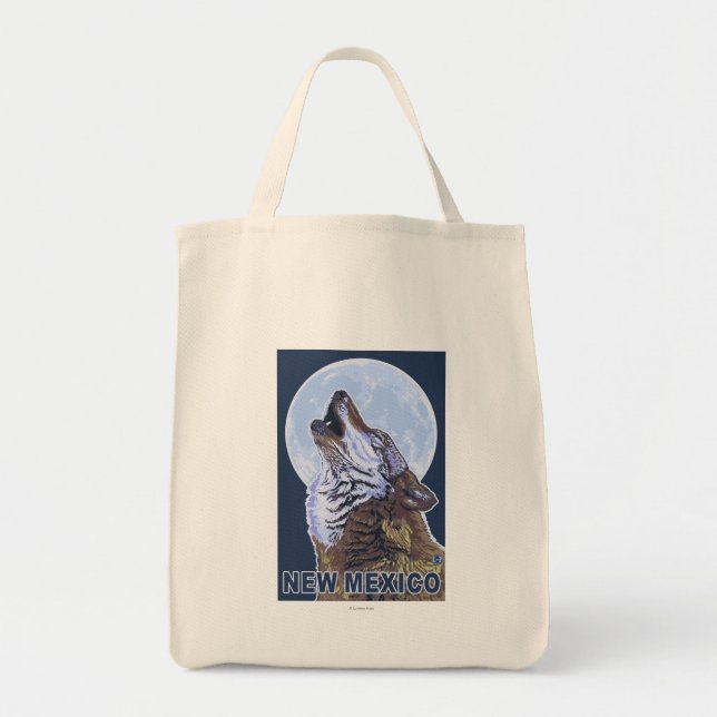 Grey Wolf HowlingNew Mexico Tote Bag (Front)