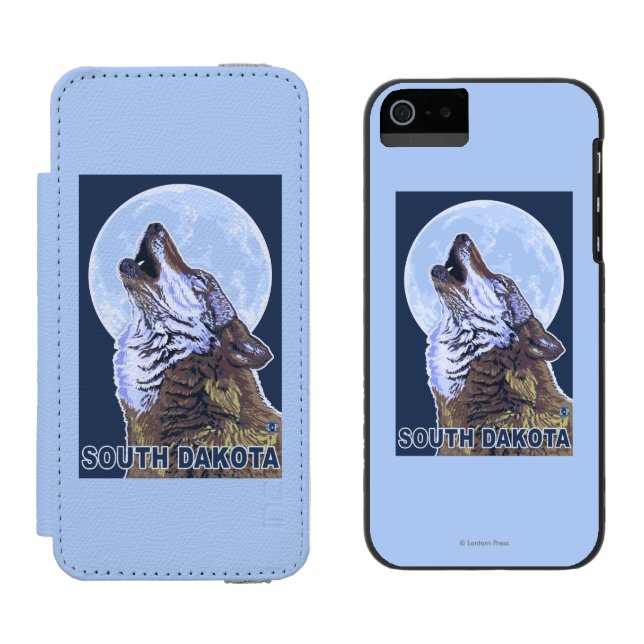 Grey Wolf HowlingSouth Dakota Incipio iPhone Wallet Case (Side by Side)