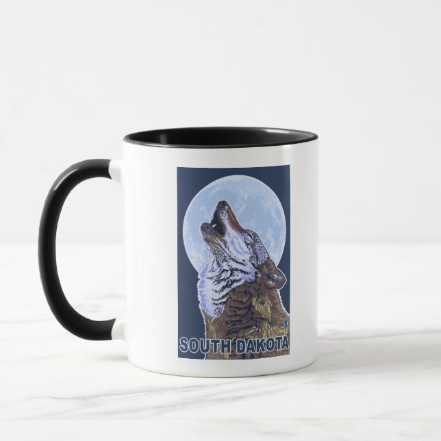 Grey Wolf HowlingSouth Dakota Mug (Left)