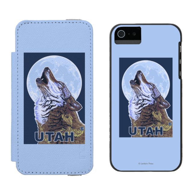 Grey Wolf HowlingUtah Incipio iPhone Wallet Case (Side by Side)