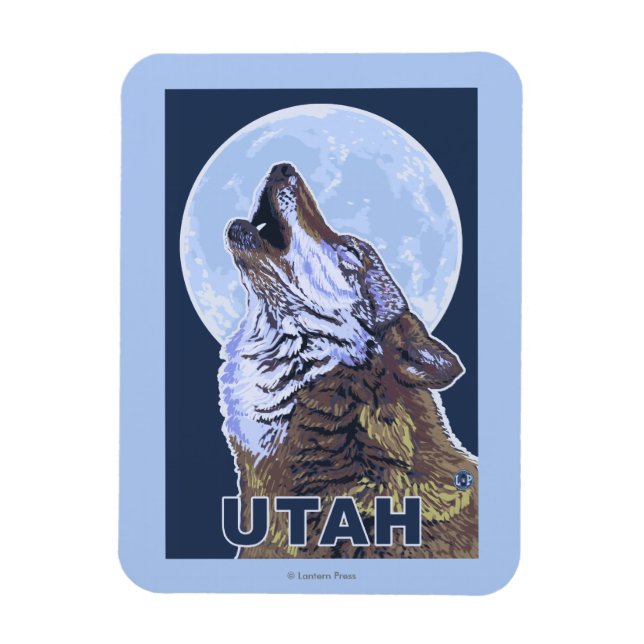 Grey Wolf HowlingUtah Magnet (Vertical)