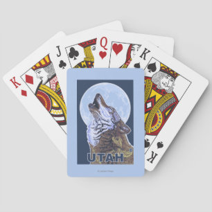 Grey Wolf HowlingUtah Playing Cards