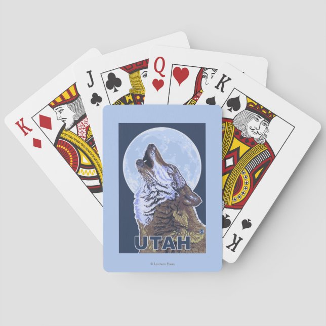 Grey Wolf HowlingUtah Playing Cards (Back)