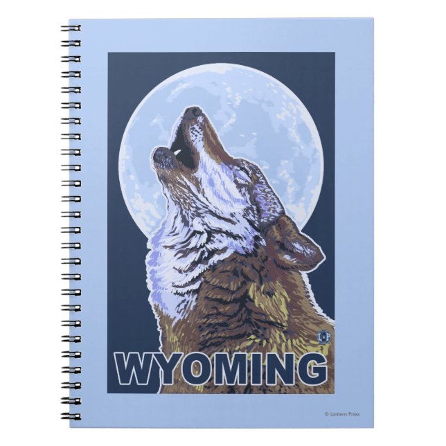 Grey Wolf HowlingWyoming Notebook (Front)