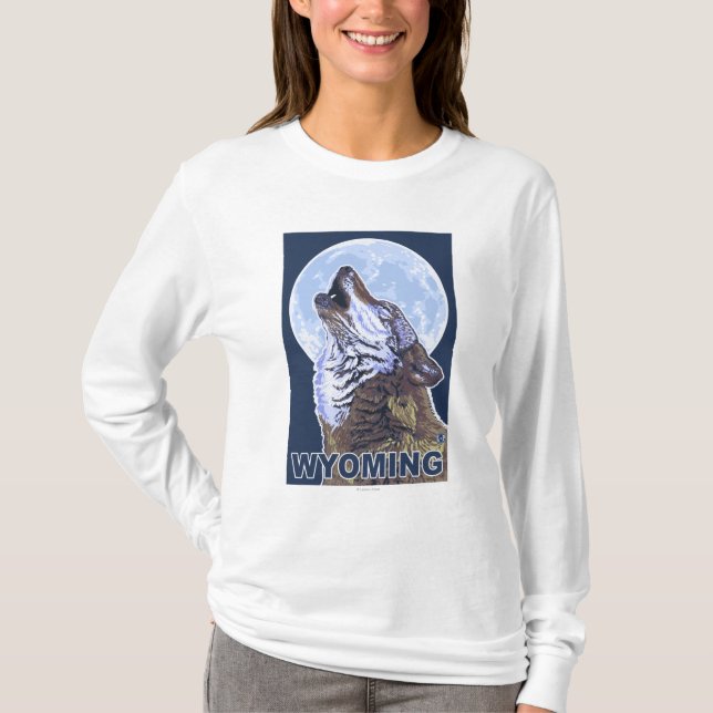 Grey Wolf HowlingWyoming T-Shirt (Front)