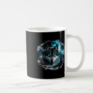 Grey Wolf Hunting Ground Icy Moon Forest Galaxy  Coffee Mug