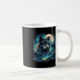 Grey Wolf Hunting Grounds Icy Moon Forest Galaxy Coffee Mug