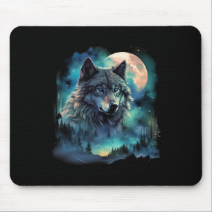 Grey Wolf Hunting Grounds Icy Moon Forest Galaxy  Mouse Mat