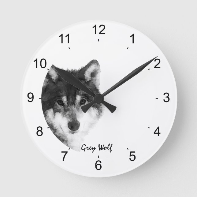Grey Wolf impressive Round Clock (Front)