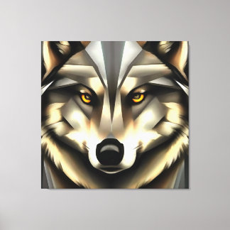 Grey Wolf In Geometric Art Style Canvas Print