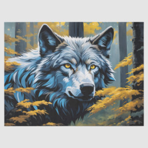 Grey Wolf in Golden Forest Tissue Paper