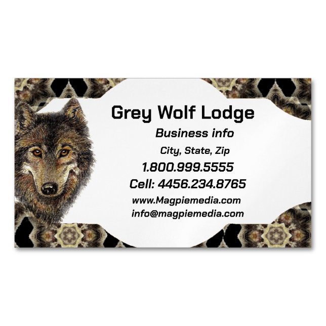 Grey Wolf Lodge Animal Wildlife Art Business Card (Front)