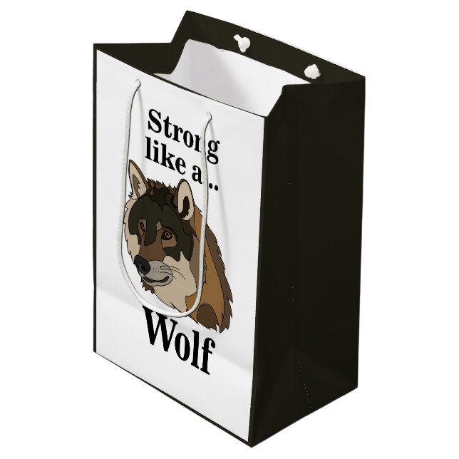 Grey Wolf Medium Gift Bag (Front Angled)