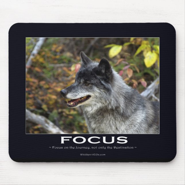 Grey Wolf Motivational Gifts Mouse Mat (Front)