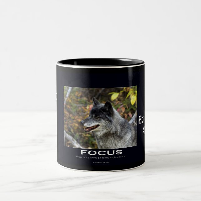 Grey Wolf Motivational Gifts Two-Tone Coffee Mug (Center)