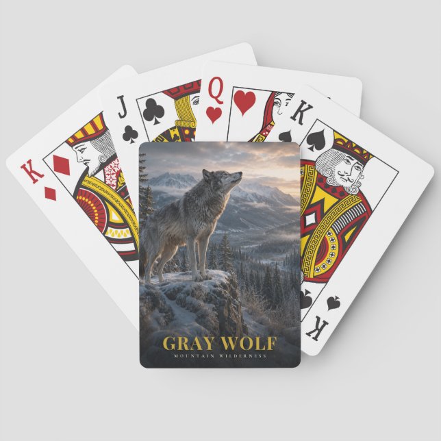 Grey Wolf Mountain Wilderness ANIMALS Playing Cards (Back)