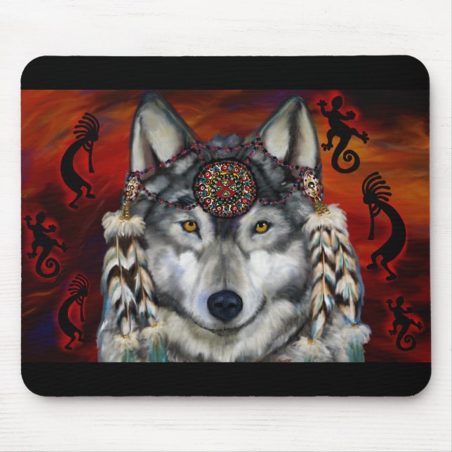 Grey Wolf Mouse Mat (Front)