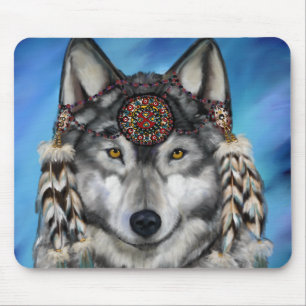 Grey Wolf Mouse Mat