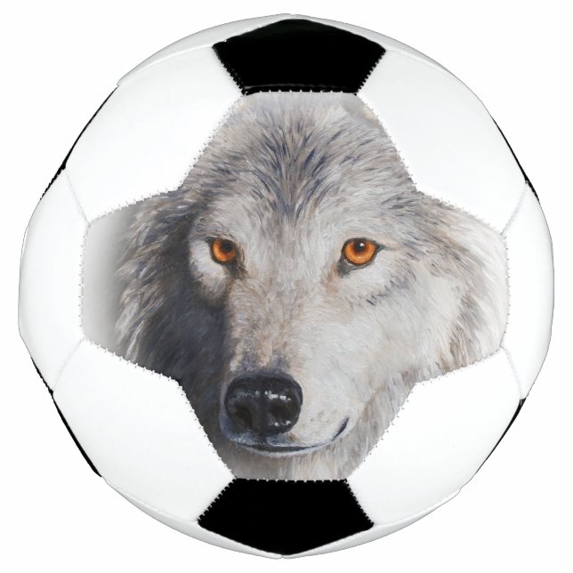 Grey Wolf Portrait Football (Front)