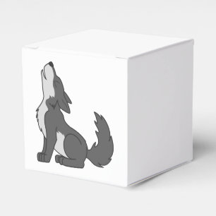 Grey Wolf Pup Howling Favour Box