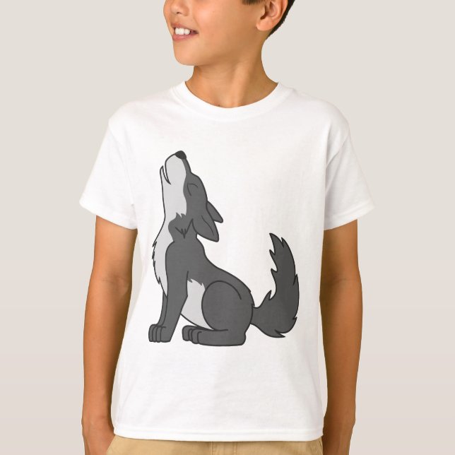 Grey Wolf Pup Howling T-Shirt (Front)