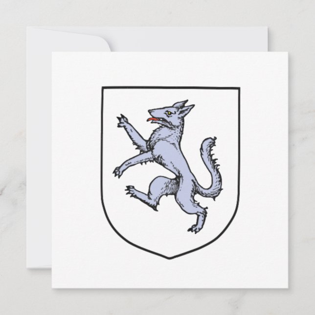 Grey Wolf Rampant on a White Shield Herald (Front)