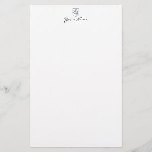 Grey Wolf Rampant on a White Shield Herald Stationery