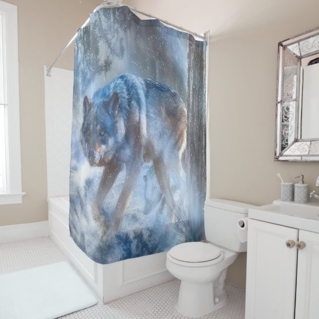 Grey Wolf SEASON OF THE WOLF Shower Curtain (In Situ)