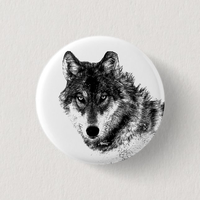 Grey Wolf Sketch Artwork 3 Cm Round Badge (Front)