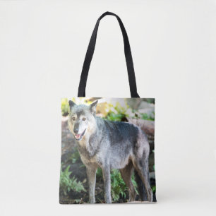 Grey Wolf Standing Alone Tote Bag