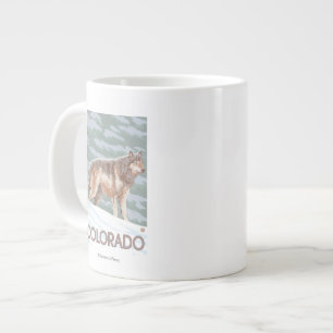 Grey Wolf StandingColorado Large Coffee Mug