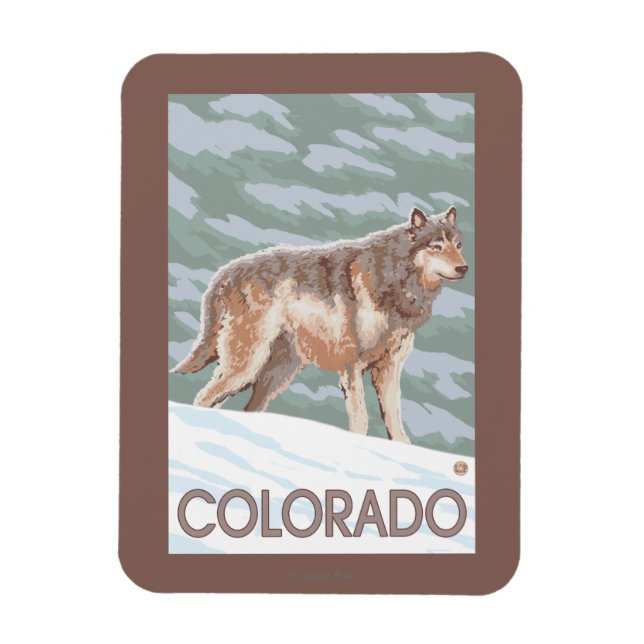 Grey Wolf StandingColorado Magnet (Vertical)