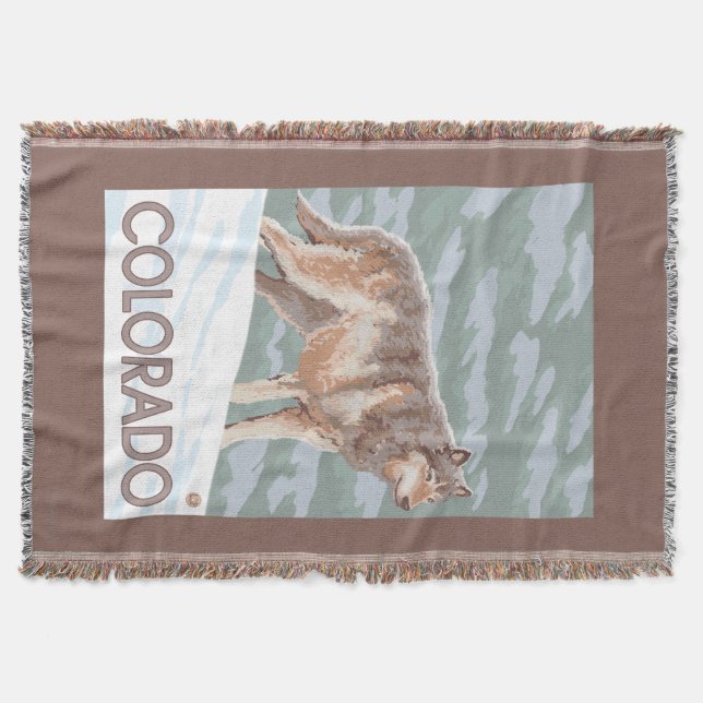 Grey Wolf StandingColorado Throw Blanket (Front)