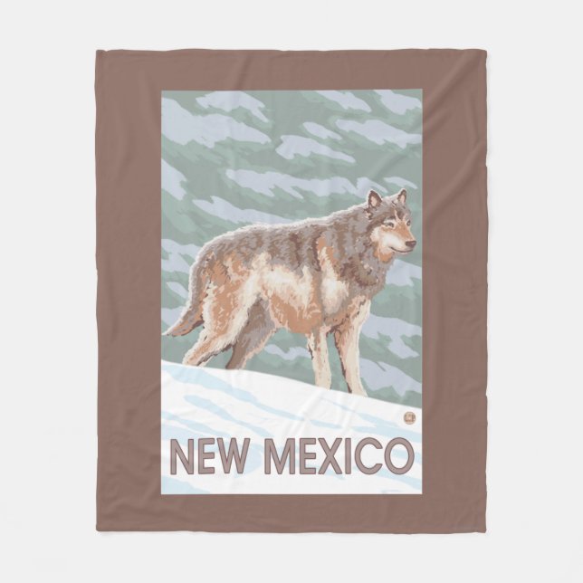 Grey Wolf StandingNew Mexico Fleece Blanket (Front)