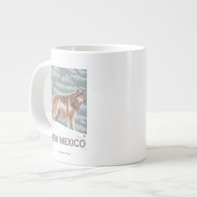 Grey Wolf StandingNew Mexico Large Coffee Mug (Front Left)