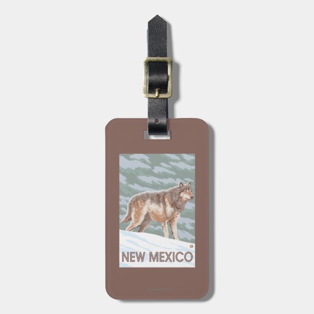 Grey Wolf StandingNew Mexico Luggage Tag (Front Vertical)