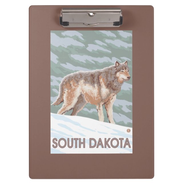 Grey Wolf StandingSouth Dakota Clipboard (Front)
