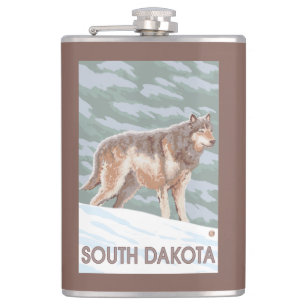 Grey Wolf StandingSouth Dakota Hip Flask