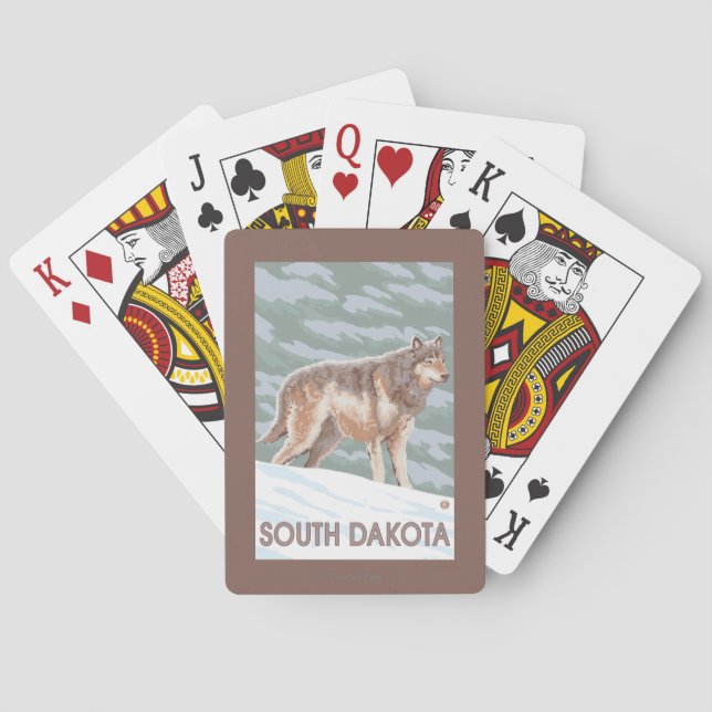 Grey Wolf StandingSouth Dakota Playing Cards (Back)
