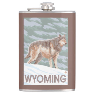 Grey Wolf StandingWyoming Hip Flask