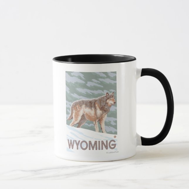 Grey Wolf StandingWyoming Mug (Right)