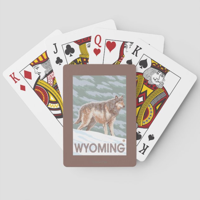 Grey Wolf StandingWyoming Playing Cards (Back)