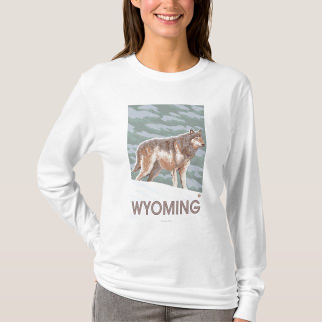 Grey Wolf StandingWyoming T-Shirt (Front)