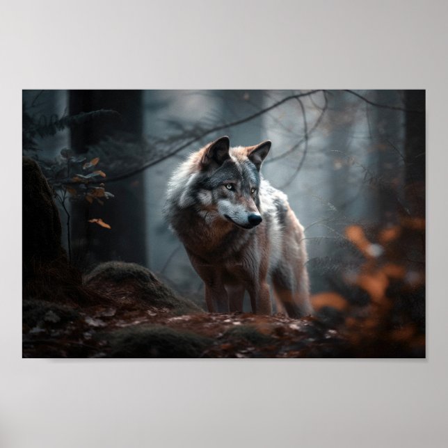 Grey Wolf Staring Intently Poster (Front)